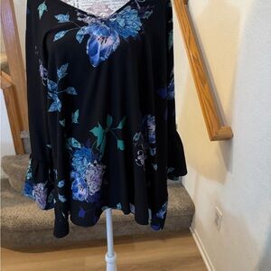 City Chic Black Floral Blouse